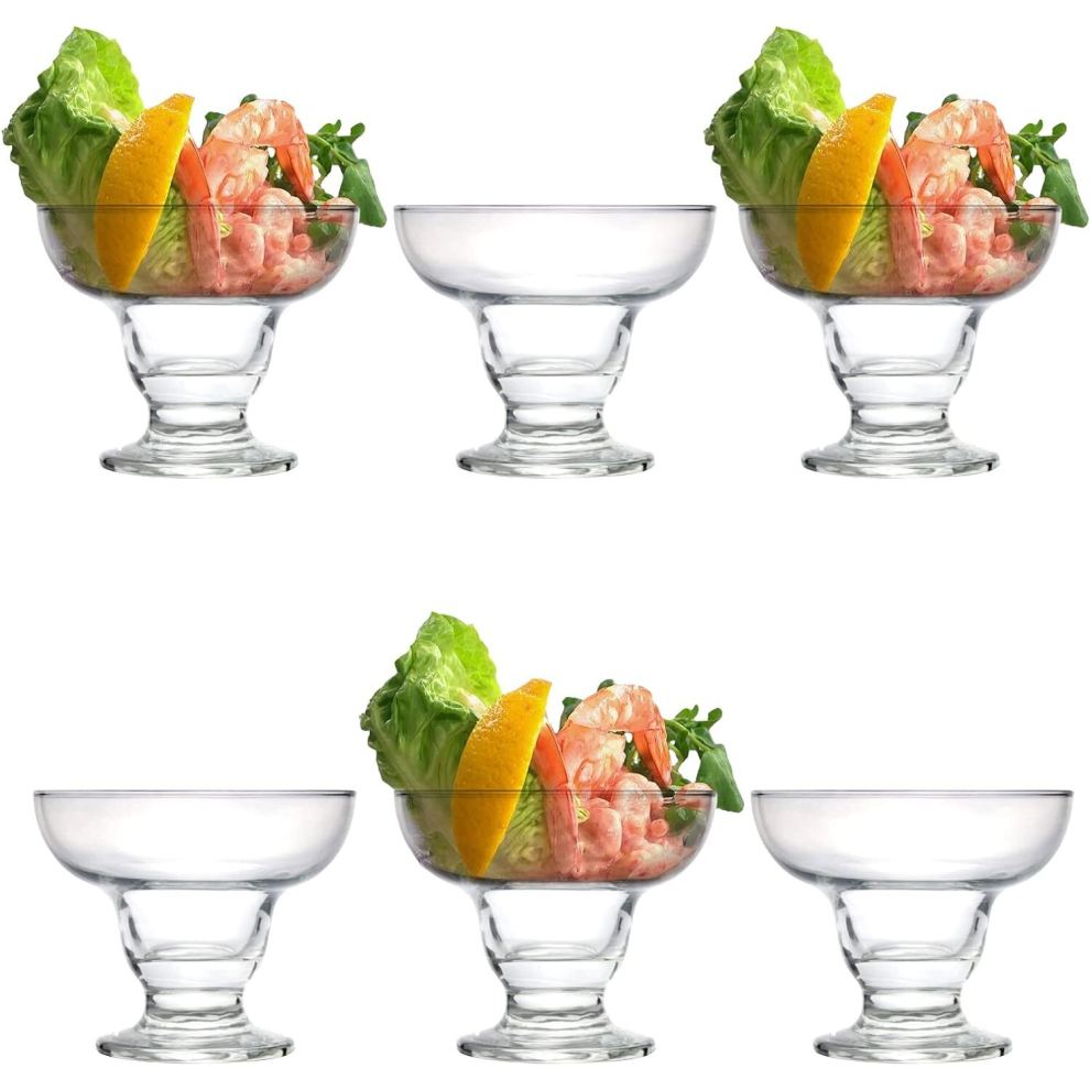 6 Glass Prawn Cocktail Bowls Dishes Stemmed Appetizer Prawn Cocktail