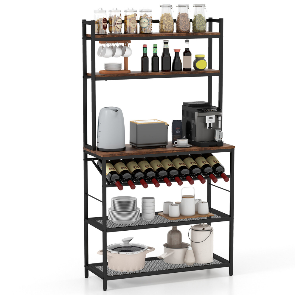 6-Tier Kitchen Baker Rack Industrial Storage Shelf Microwave Stand Freestanding