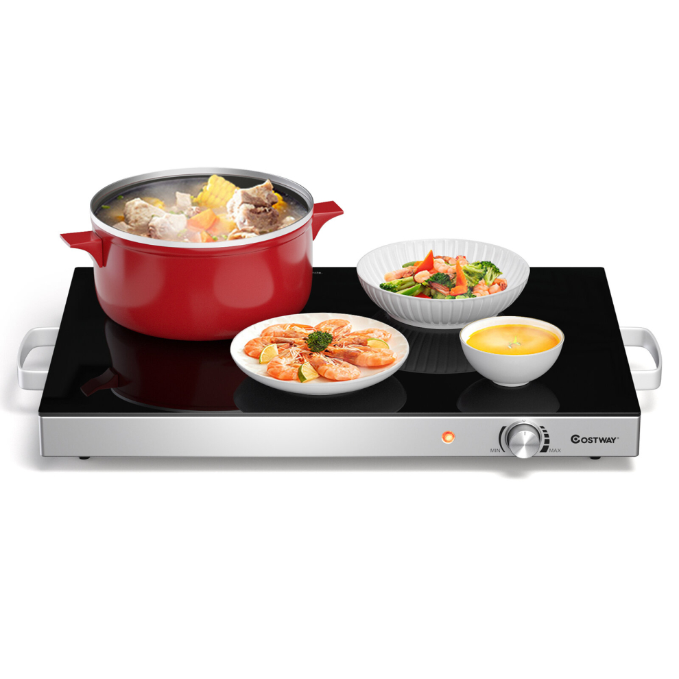 Electric Warming Tray Tempered Glass Top Food Warmer Plate Temperature Control