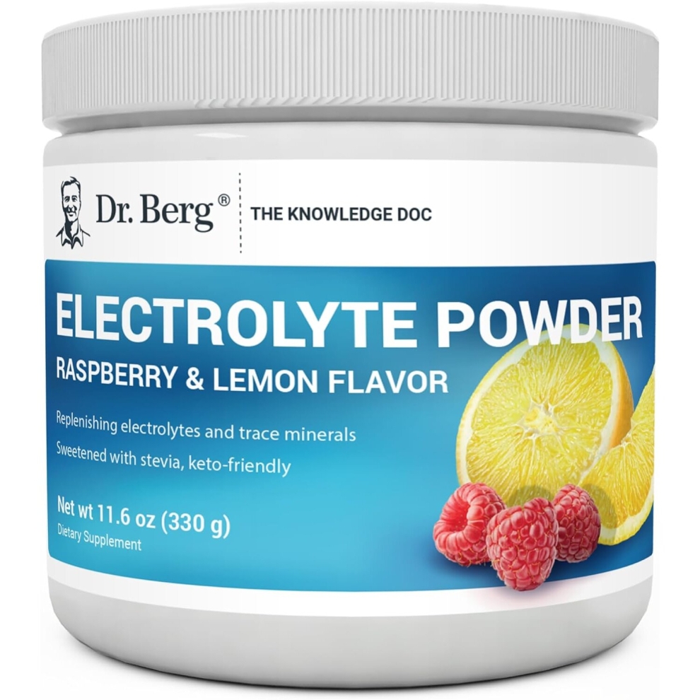 Dr. Berg Hydration Keto Electrolyte Powder - Raspberry & Lemon Flavor Hydration Drink Mix Supplement 11.6oz (330g)