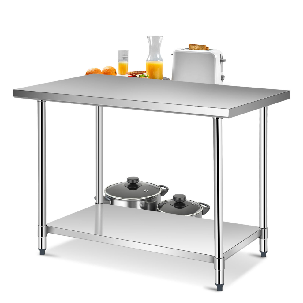 Stainless Steel Kitchen Prep Table Rolling Work Table Commercial Catering Table