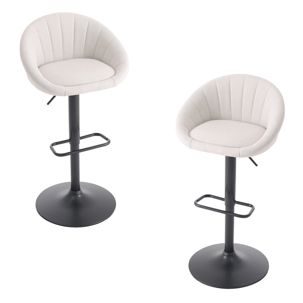 (Beige) 2 Set Chic Swivel Breakfast Bar Stools