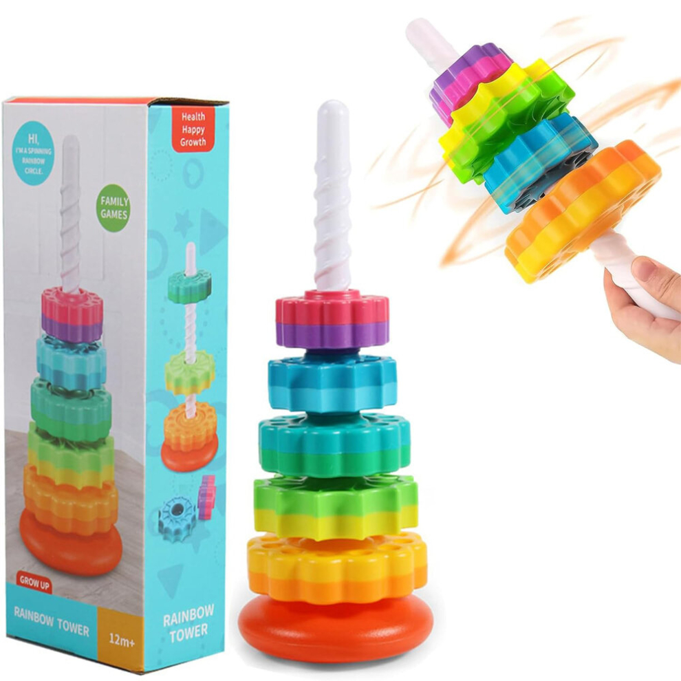 Baby Rainbow Spinning Stacking Toys Intelligence Logic Blocks Toy Gift