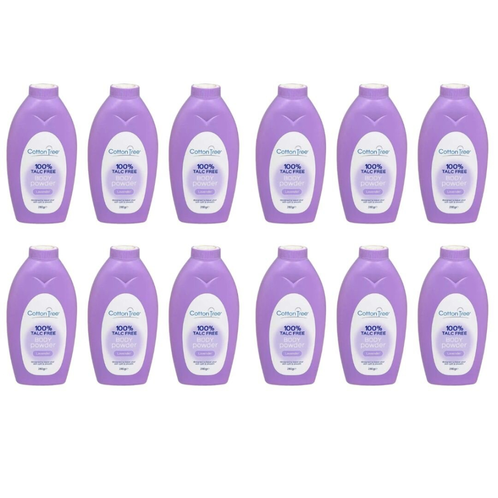 12 X Cotton Tree Body Powder Talc Lavender 280g