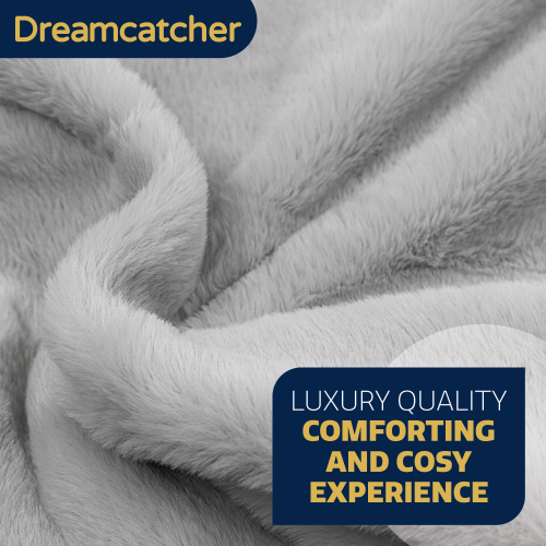 Dreamcatcher Deluxe Faux Fur Electric Throw Blanket Light Grey Heated Soft Fleece 1