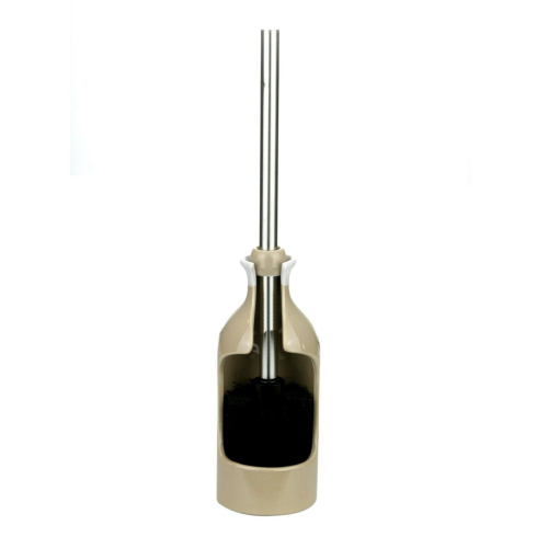 (Beige) Toilet Brush and Holder Ceramic Bathroom 1