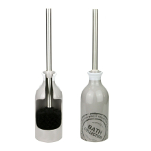 (Grey) Toilet Brush and Holder Ceramic Bathroom
