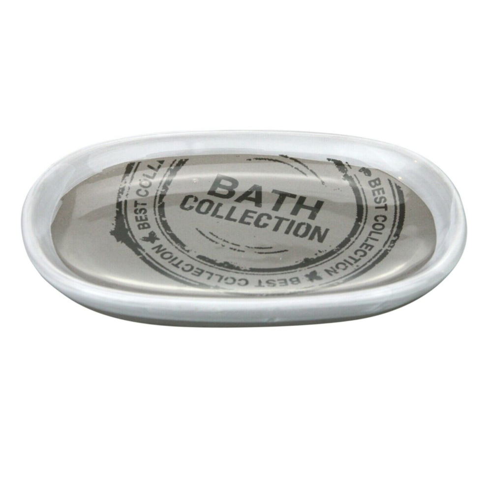 (Grey) Soap Dish Ceramic Bathroom Shower Soap Holder