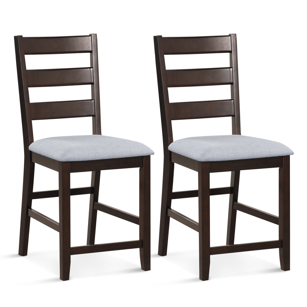 Set of 2 Bar Stools Counter Height Chair Pub Dining Chairs With Padded Seat