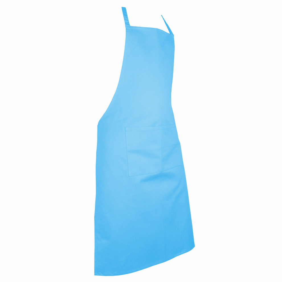 (Turquoise) Full plain apron with front pocket for chefs, butchers, kitchen cooking, craft, and baking.