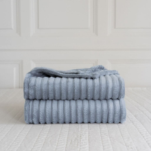 (Double 150x200cm , Silver) Luxury Fleece Chunky Cord Throw Warm Sofa Blanket
