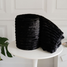 (King 200x240cm, Black ) Luxury Fleece Chunky Cord Throw Warm Sofa Blanket