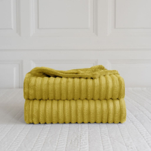 (Double 150x200cm , Ochre) Luxury Fleece Chunky Cord Throw Warm Sofa Blanket