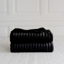 (Double 150x200cm , Black ) Luxury Fleece Chunky Cord Throw Warm Sofa Blanket