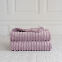 (Double 150x200cm , Blush Pink ) Luxury Fleece Chunky Cord Throw Warm Sofa Blanket