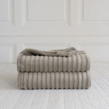 (Double 150x200cm , Beige) Luxury Fleece Chunky Cord Throw Warm Sofa Blanket