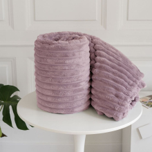 (King 200x240cm, Blush Pink ) Luxury Fleece Chunky Cord Throw Warm Sofa Blanket