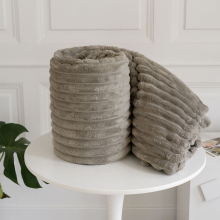 (King 200x240cm, Beige) Luxury Fleece Chunky Cord Throw Warm Sofa Blanket