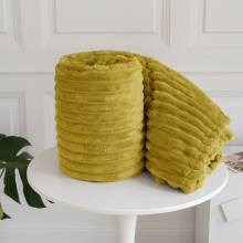 (King 200x240cm, Ochre) Luxury Fleece Chunky Cord Throw Warm Sofa Blanket