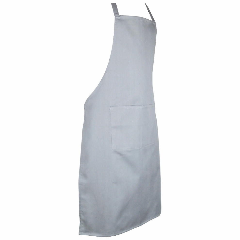 (Light Ash) Full plain apron with front pocket for chefs, butchers, kitchen cooking, craft, and baking.