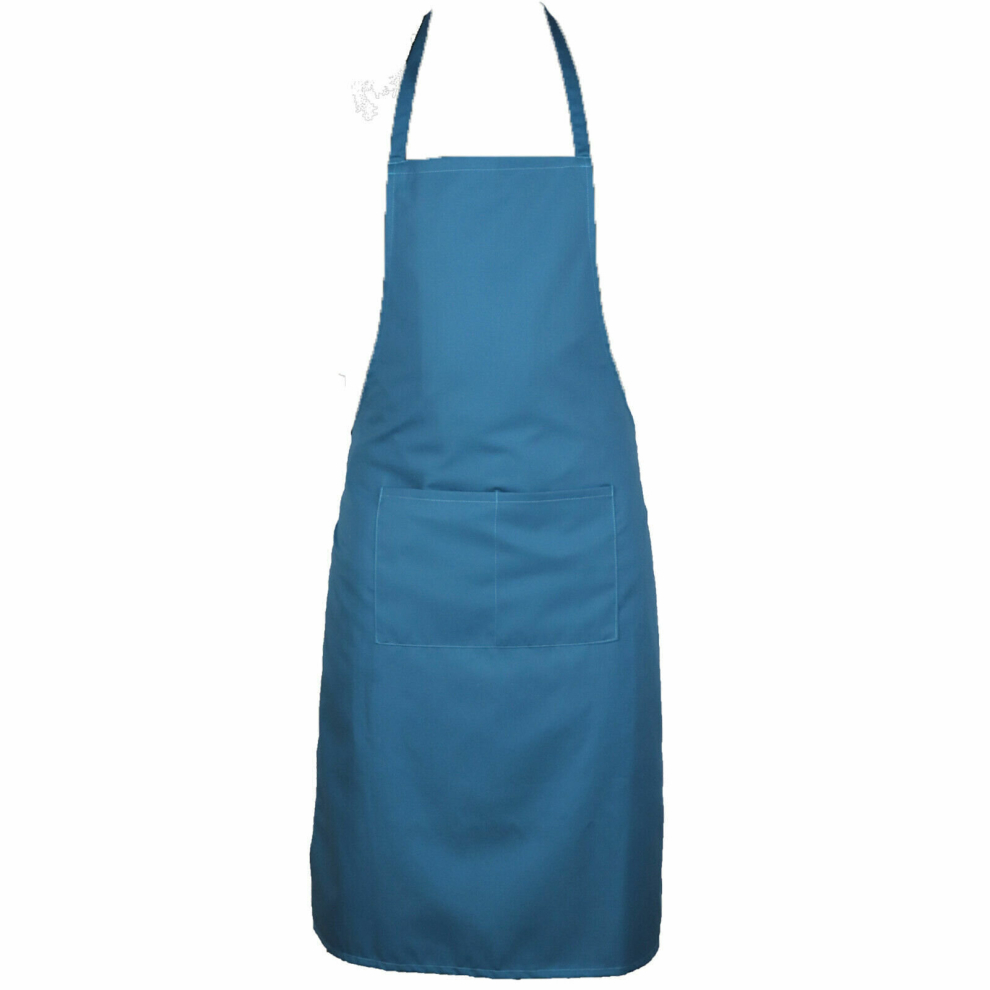 (Royal Blue) Full plain apron with front pocket for chefs, butchers, kitchen cooking, craft, and baking.