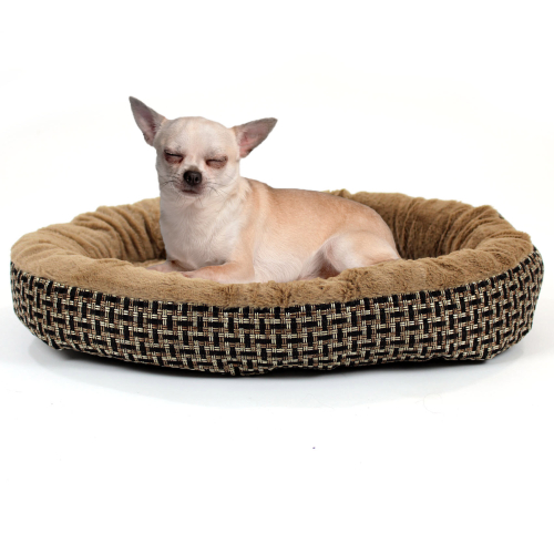 Small Dog bed with Orthopaedic Fleece Lining Brown 1
