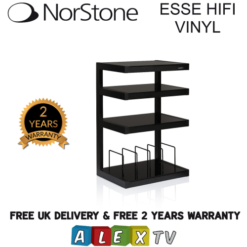 Norstone ESSE Black HiFi Rack 4 Shelves with Vinyl Storage AV Unit Hi ...