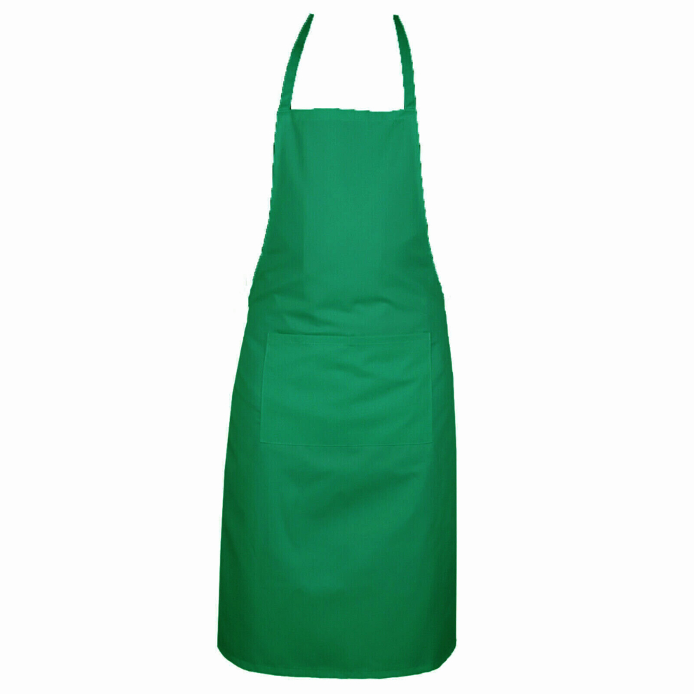 (Light Green) Full plain apron with front pocket for chefs, butchers, kitchen cooking, craft, and baking.