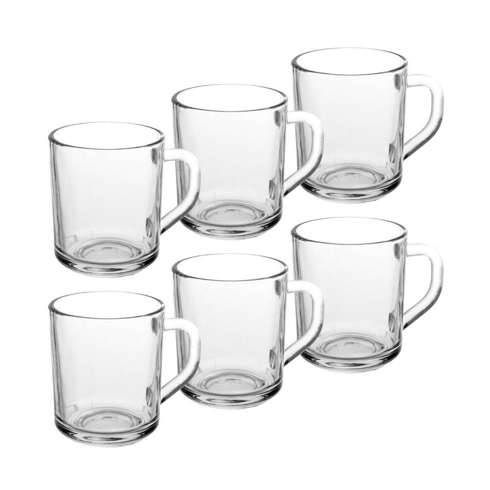6 x Clear Glass Latte Cappuccino Tea Coffee Cups Mugs Hot 240ml