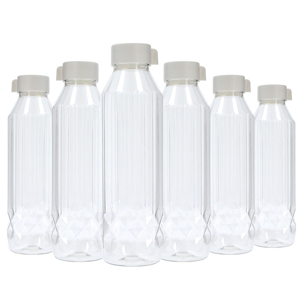 (White - Diamond x 6 Bottles) Beverage Water Bottle 1 Litre Plastic Fridge x6