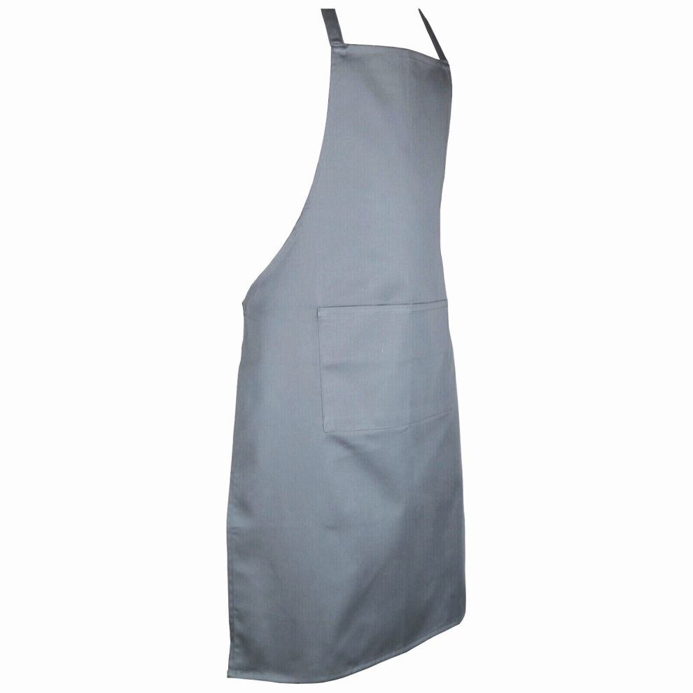 (Dark Ash) Full plain apron with front pocket for chefs, butchers, kitchen cooking, craft, and baking.