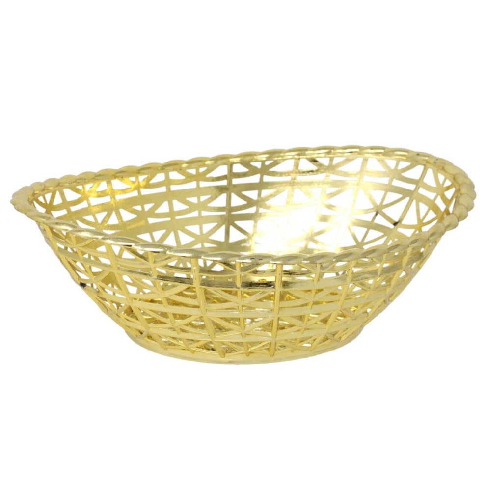 (Deep Oval Golden x 2pc) 2x Poppadom Serving Basket Tray Bread Roll
