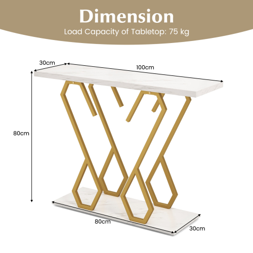 Casart 100cm Modern Console Table Faux Marble Entryway Table Narrow Accent Desk 1