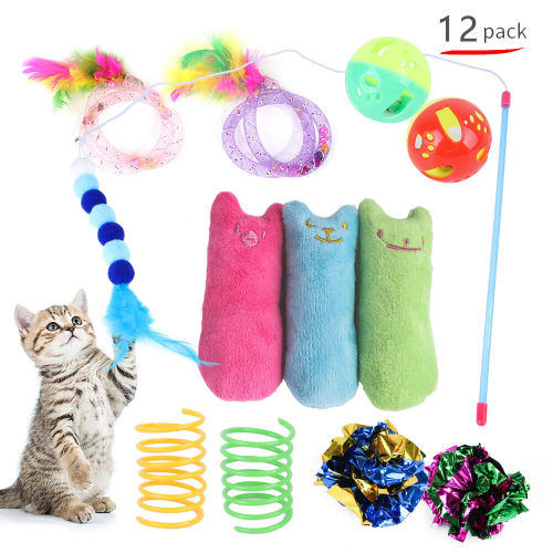 12 Pcs Cat Toys for Indoor Cats Kitten Plush Catnip Toy Cat Teeth