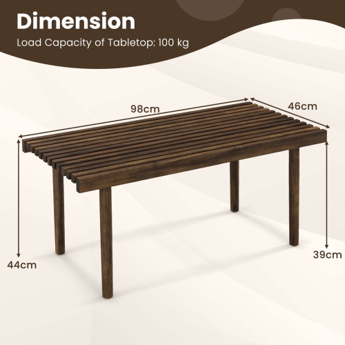 Costway Modern Coffee Table Accent Center Tea Table Cocktail Table with Slatted Tabletop 1