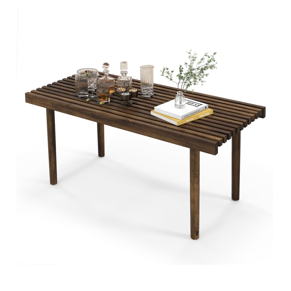 Modern Coffee Table Accent Center Tea Table Cocktail Table with Slatted Tabletop