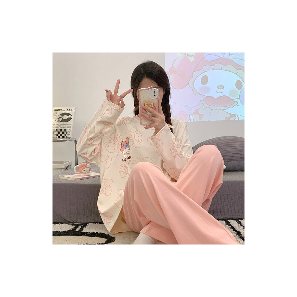 (BB, L 50-60KG) Sanrio My Melody  Sleepwear Suit Women Korean Style Plush Tops Pants 2 Piece Pajama Sets Y2k Female Soft Outdoor Home Clothes