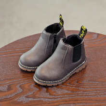 (  Grey,   UK 2.5/3(EU Size 36)) Kids Ankle Boots Boys Girls Winter Warm Snow Boots Chelsea Fur Lined Shoes