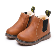 ( Brown+Fur Lined, UK 1(EU Size 34)) Kids Ankle Boots Boys Girls Winter Warm Snow Boots Chelsea Fur Lined Shoes