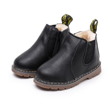 ( Black+Fur Lined, UK 10.5 Kids(EU Size 30)) Kids Ankle Boots Boys Girls Winter Warm Snow Boots Chelsea Fur Lined Shoes