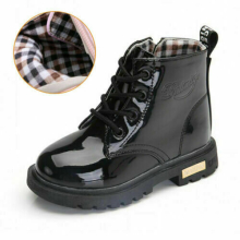 ( 2#Black(Lace up), UK 1.5/2(EU Size 35)) Kids Ankle Boots Boys Girls Winter Warm Snow Boots Chelsea Fur Lined Shoes