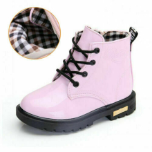 ( 2#Pink(Lace up), UK 12 Kids(EU Size 32)) Kids Ankle Boots Boys Girls Winter Warm Snow Boots Chelsea Fur Lined Shoes