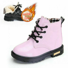 ( 2#Pink+Fur Lined(Lace up), UK 1.5/2(EU Size 35)) Kids Ankle Boots Boys Girls Winter Warm Snow Boots Chelsea Fur Lined Shoes