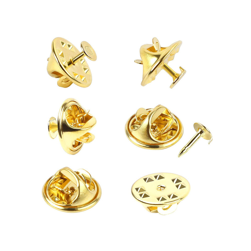 (Gold) 100 Butterfly Clutch Tie Tacks Pin with Blank Pins