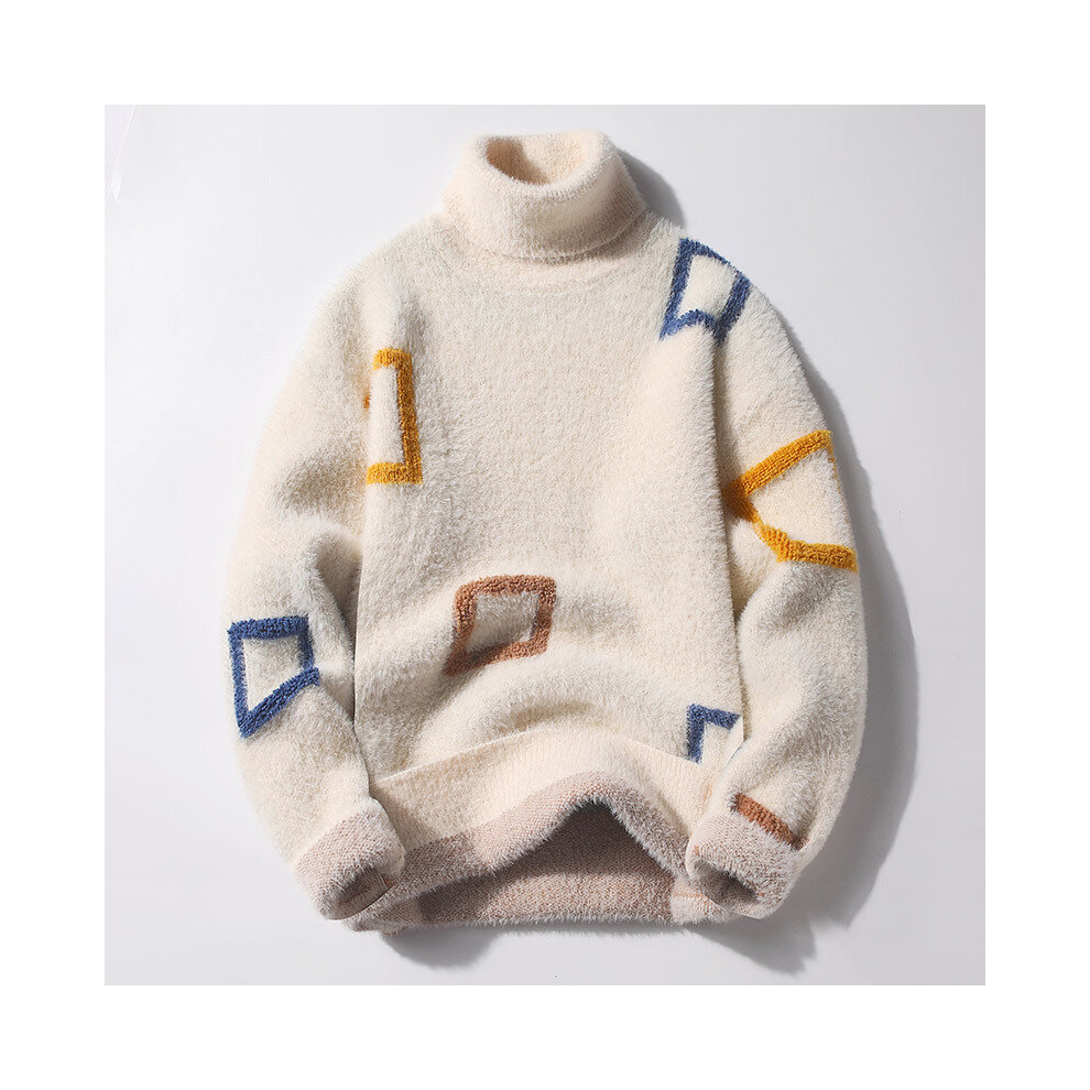 (Khaki, M) Sweaters men Winter Letter pattern thick sweater men Student youth sweaters autumn Men's wool pullovers size S-3XL-image-OPC-PD6BY9F-NEW