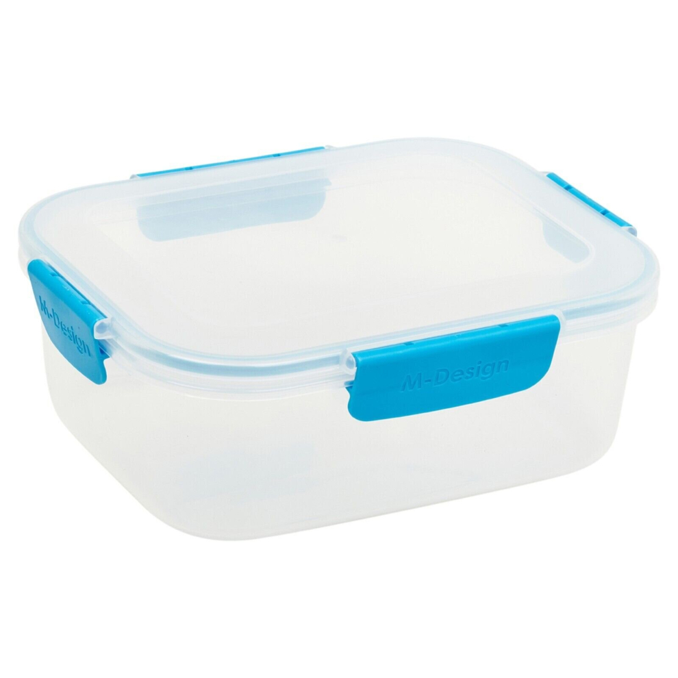 (2100ml,  Blue) Food Plastic Storage Container Airtight Seal Clip 'N' Lock Lid Dishwasher Safe