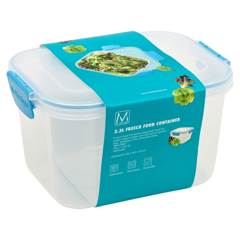 (2300ml,  Blue) Food Plastic Storage Container Airtight Seal Clip 'N' Lock Lid Dishwasher Safe