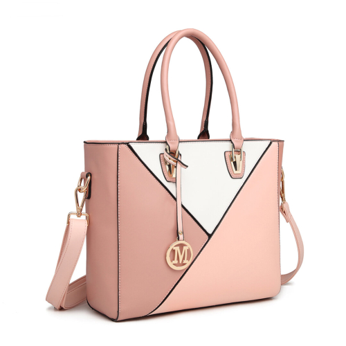 Miss Lulu (Nude) MISS LULU Leather Look Geometric Ombre Handbag 1