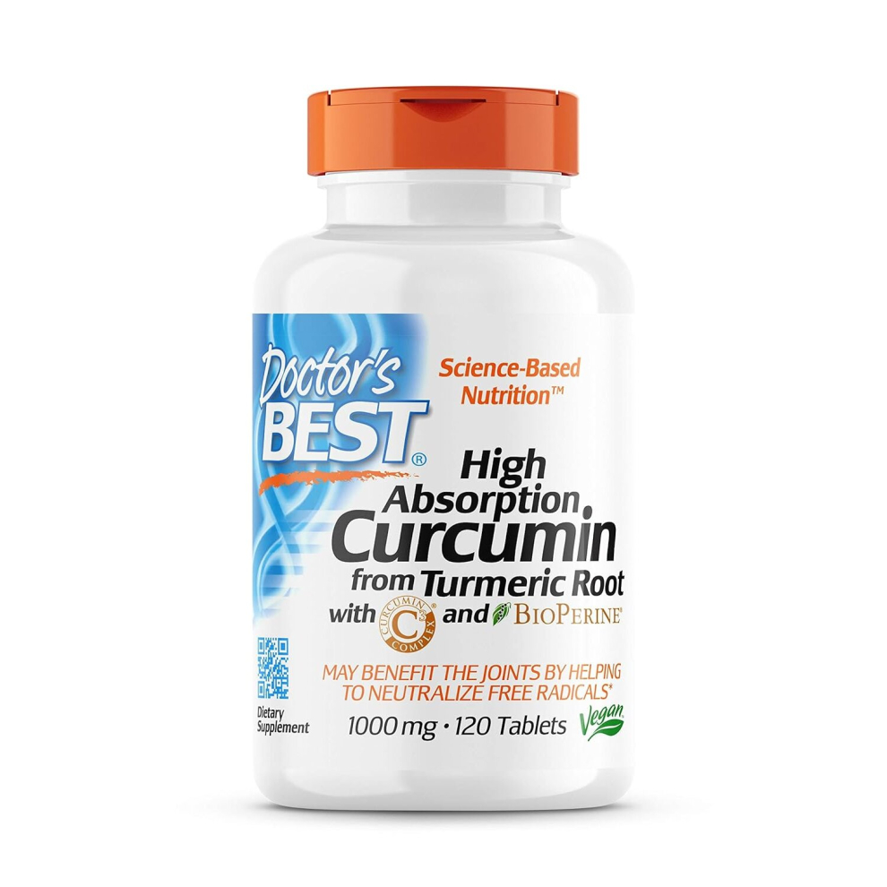 Doctor's Best High Absorption Curcumin From Turmeric Root with C3 Complex & BioPerine 1000 mg Dietary Supplement - 120 Tablets