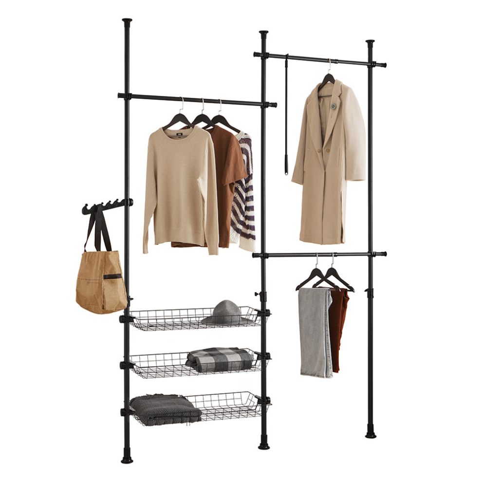 SoBuy FRG34-SCH,Telescopic Wardrobe Hanging Rail